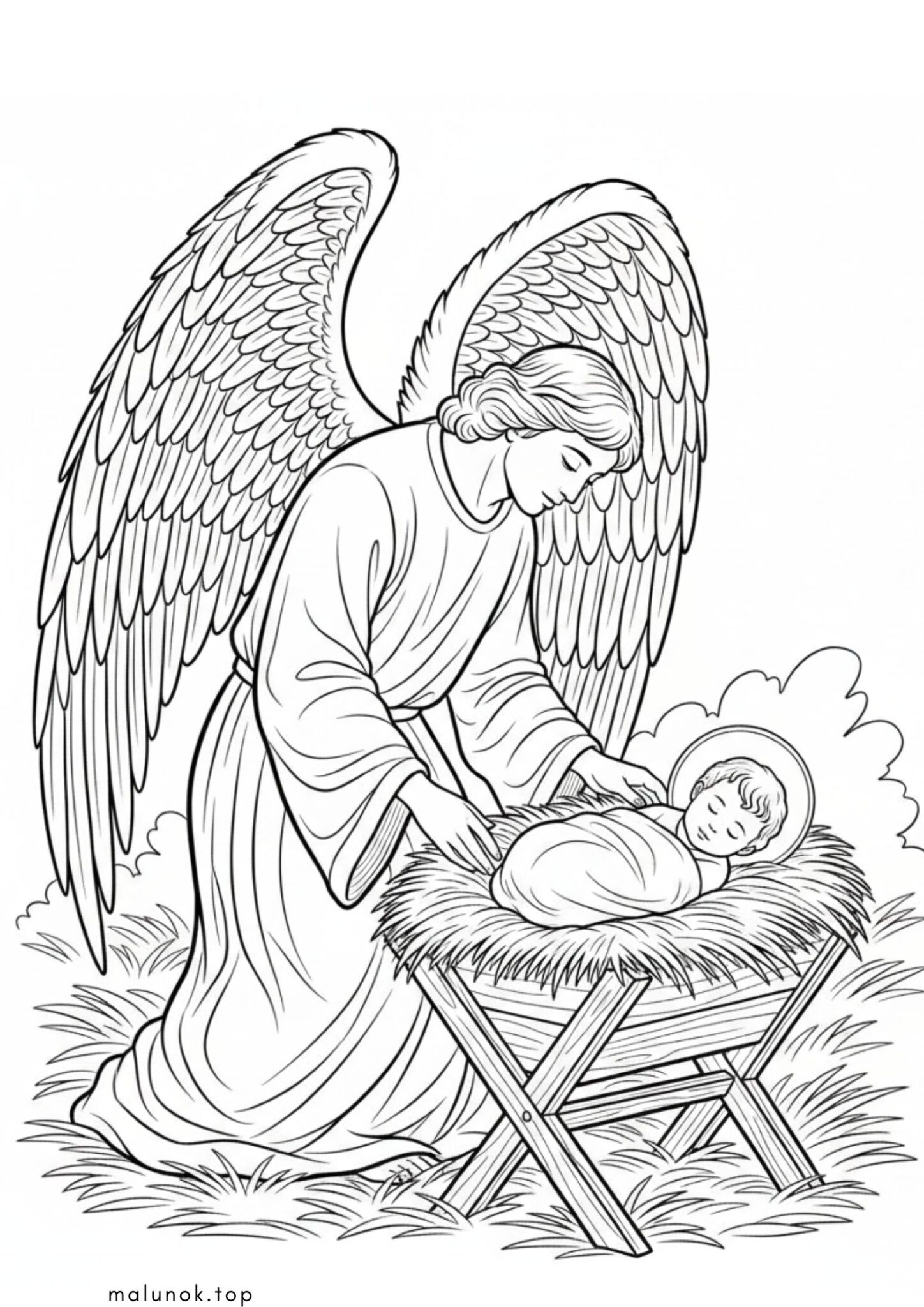 Раскраска Янгол охоронець з Ісусом