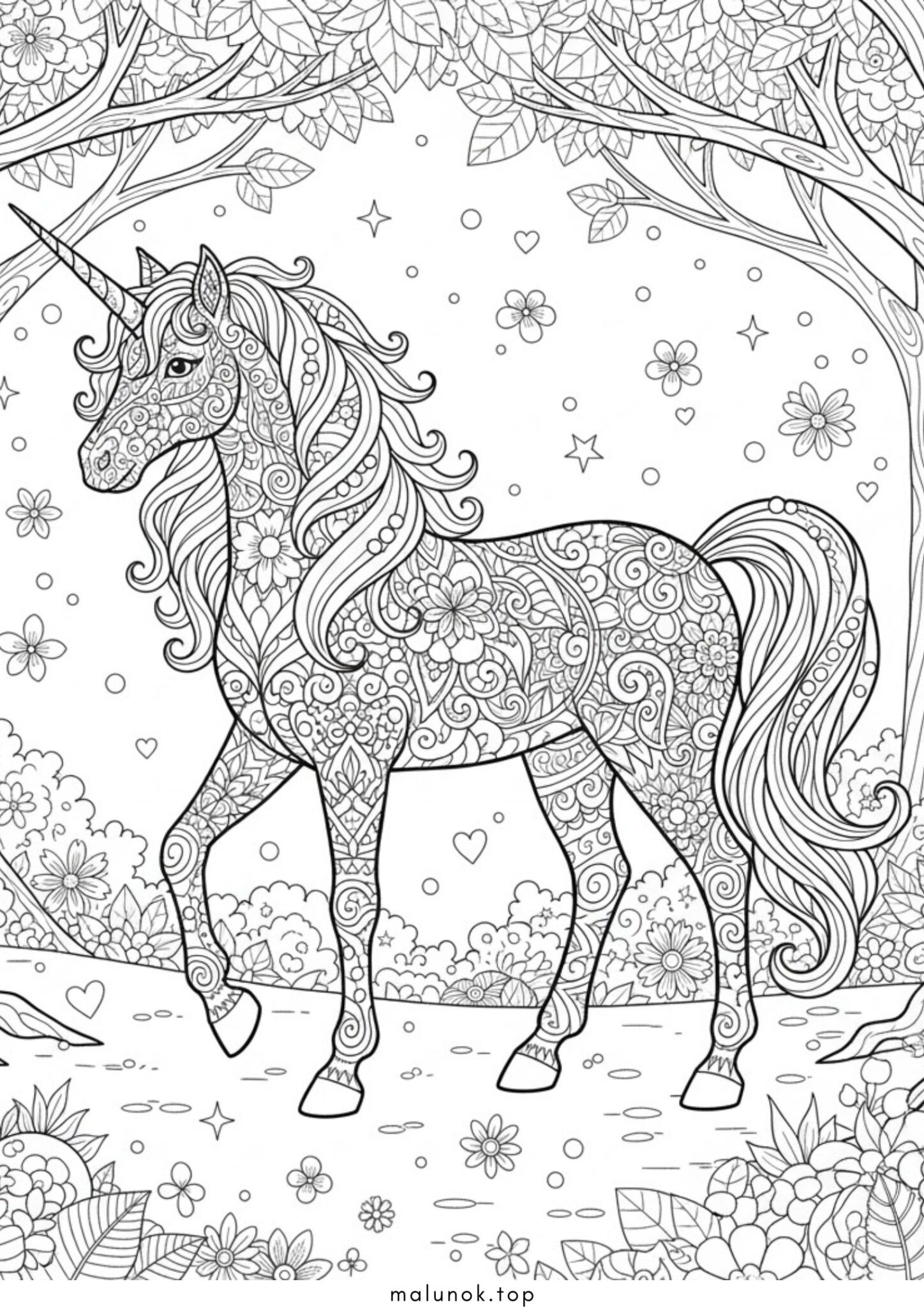 Раскраска Єдиноріг антистрес