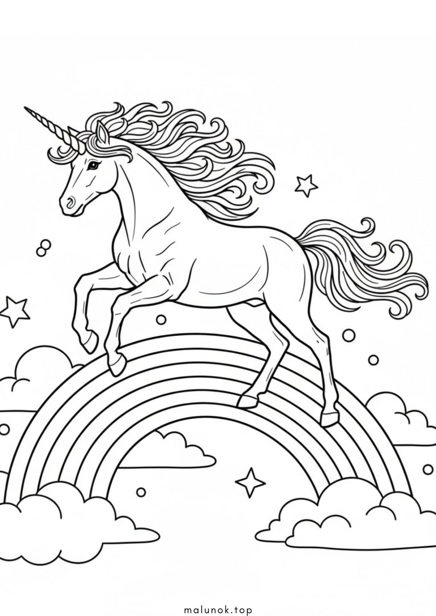 Раскраска Єдиноріг та веселка