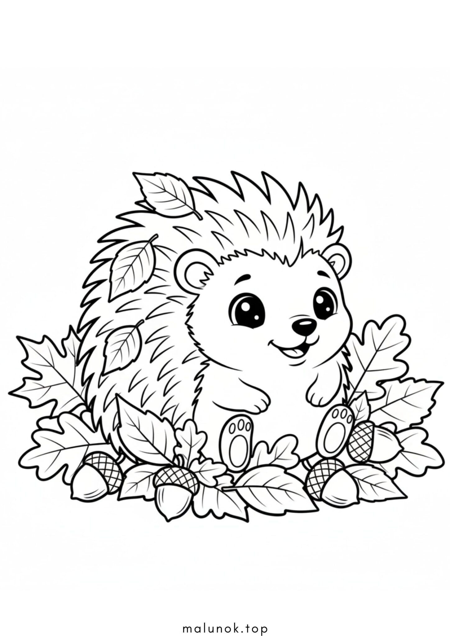 Раскраска Їжачок в осінньому листі