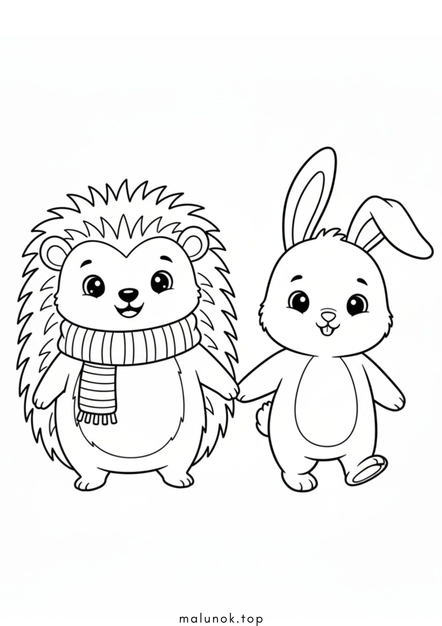 Раскраска Їжачок з зайчиком