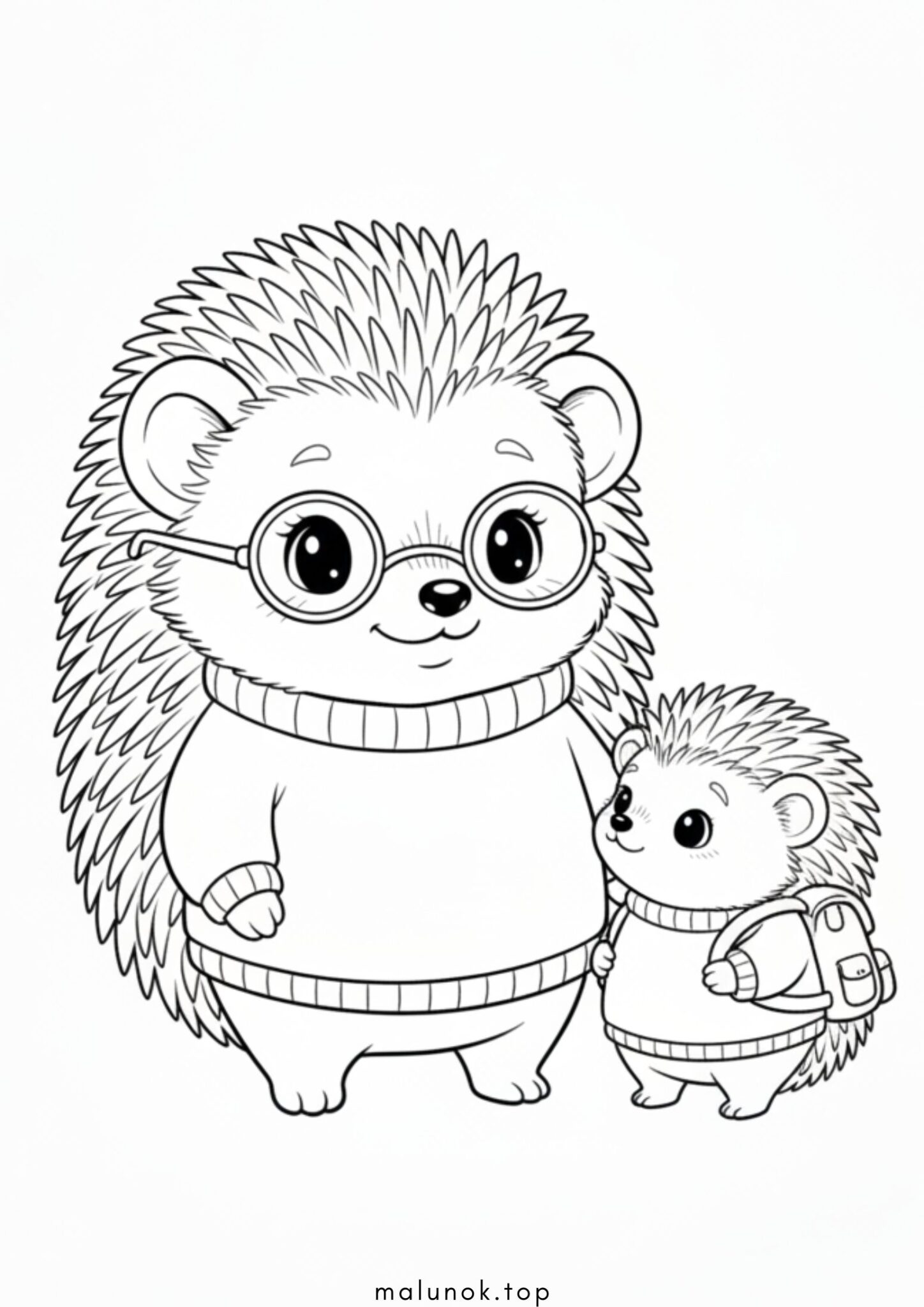 Раскраска Їжиха мама з синочком