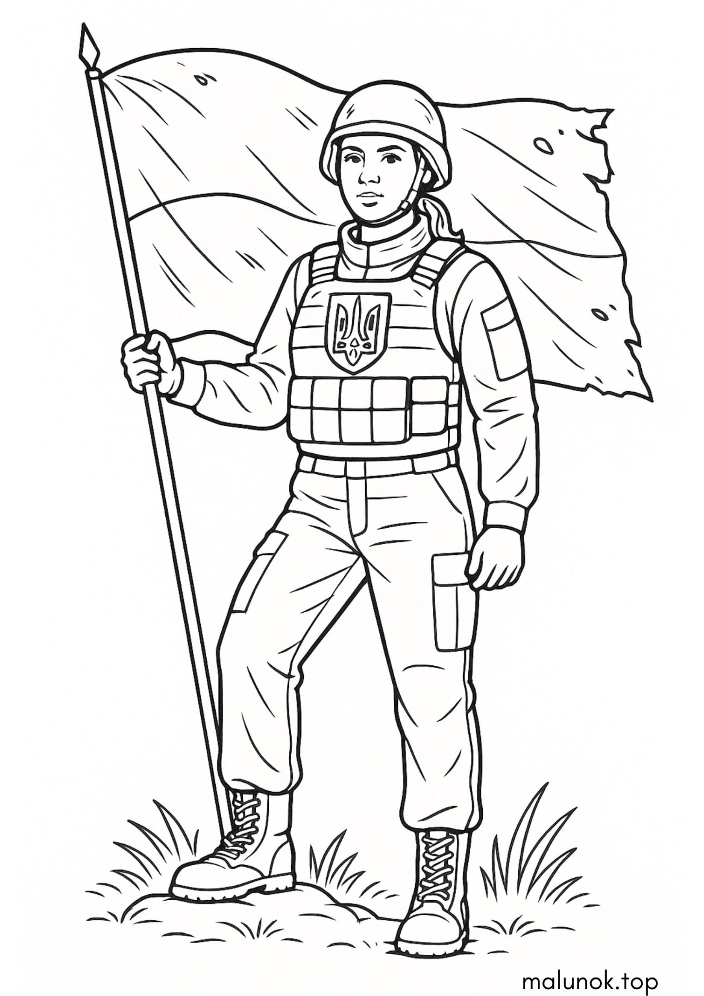 Раскраска До дня гідності та свободи — Жінка-воїн ЗСУ