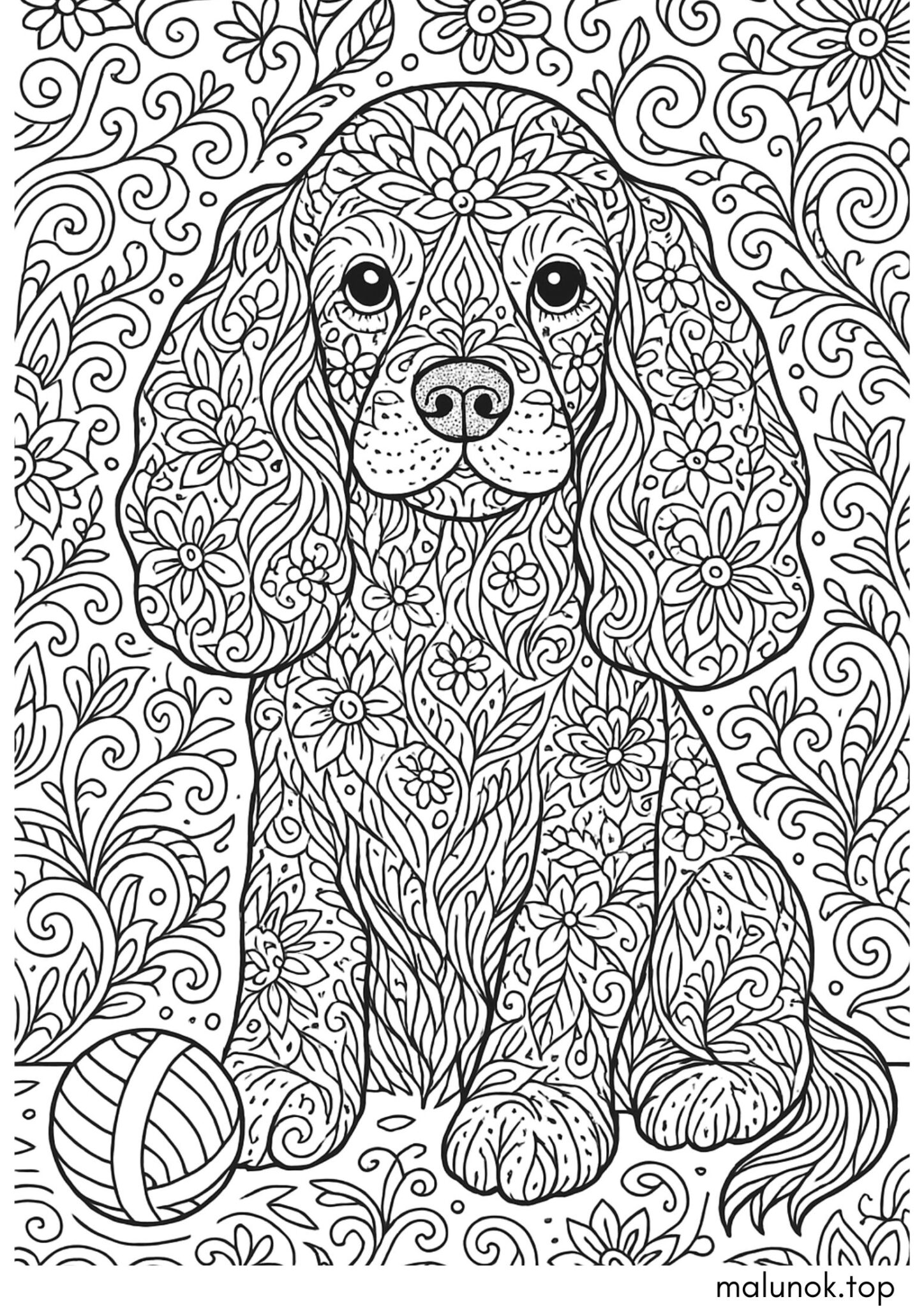 Раскраска Собачка кокер-спаніель антистрес