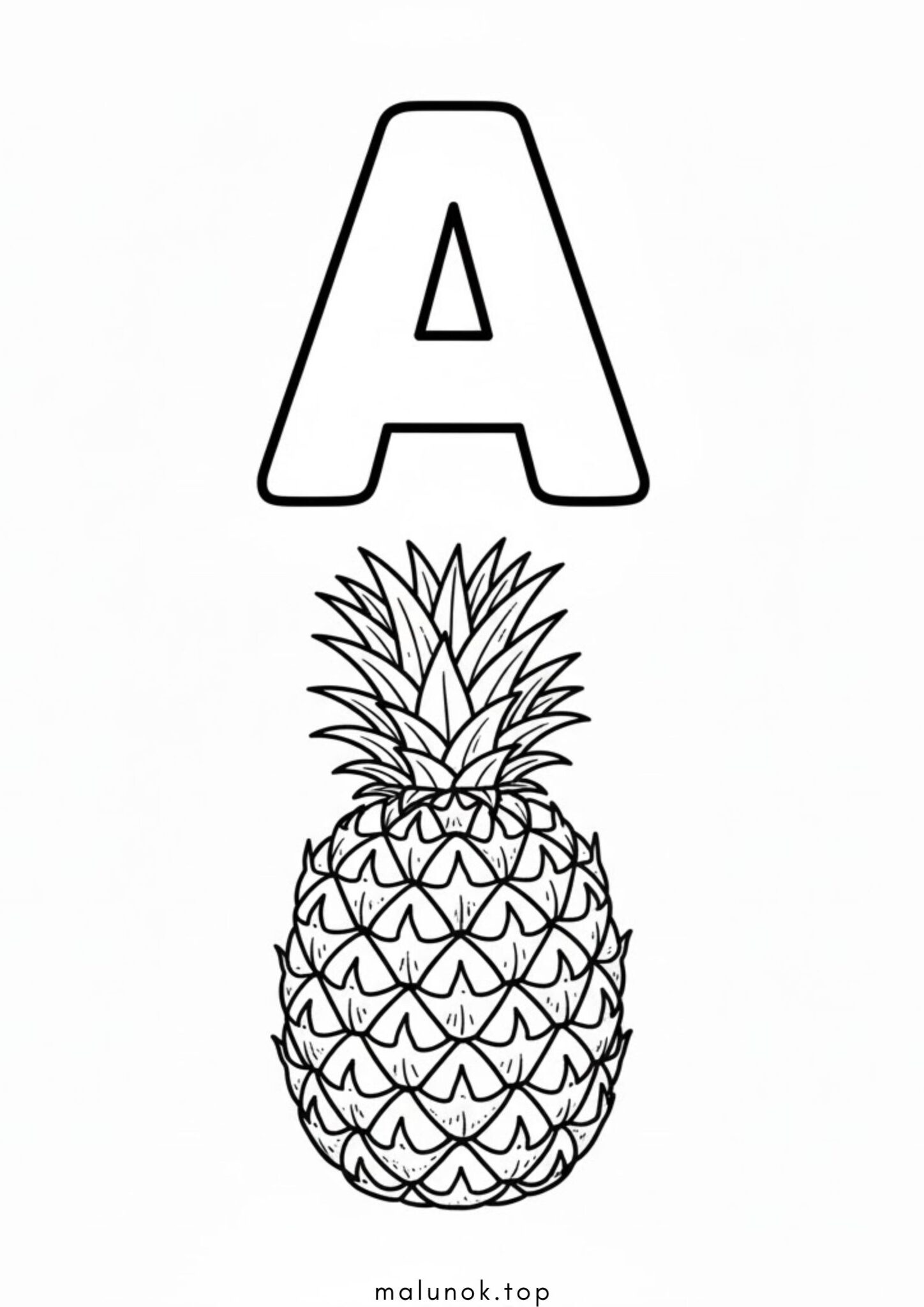 Раскраска Літера А – ананас (буква)