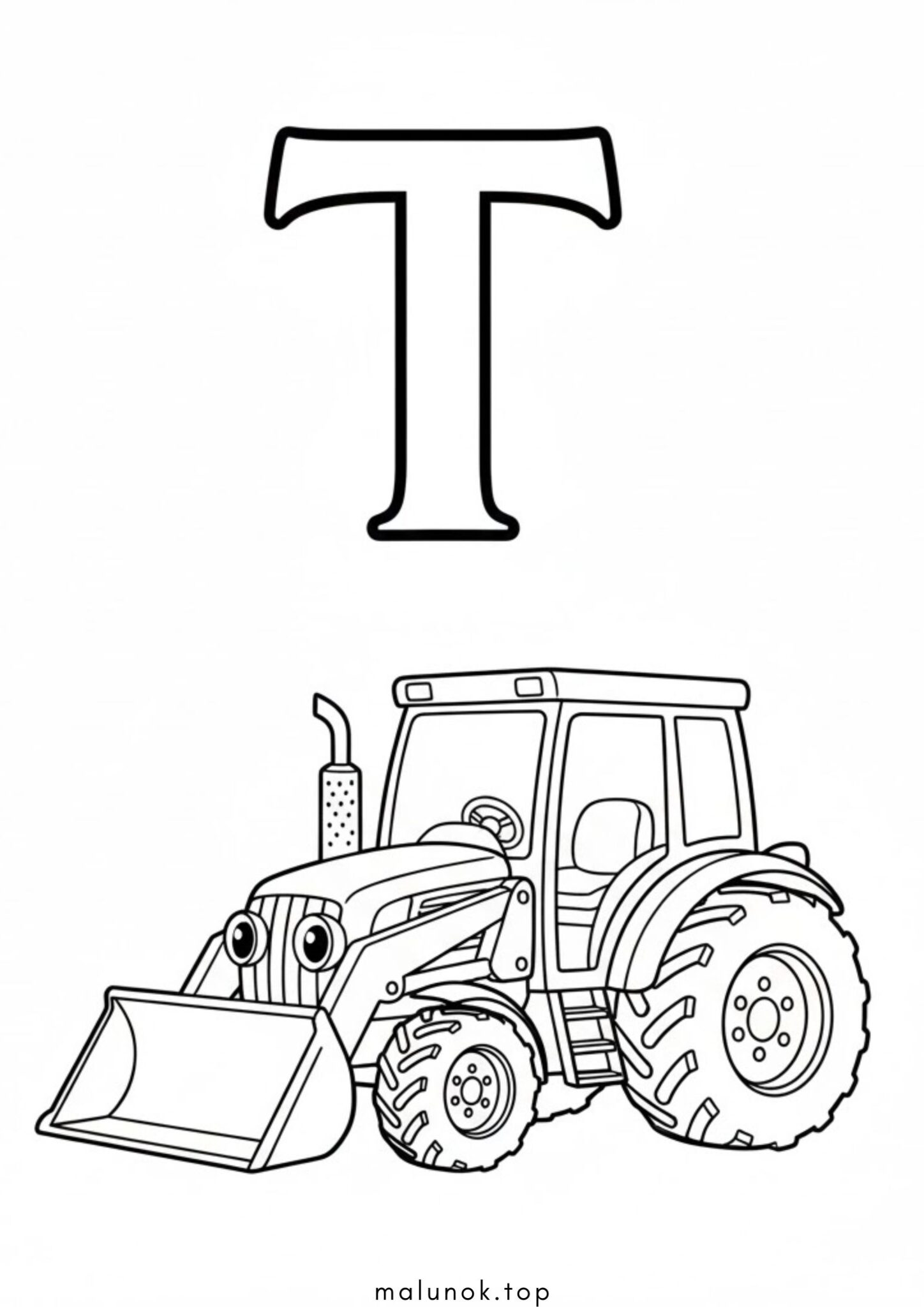 Раскраска Літера Т – трактор (буква)