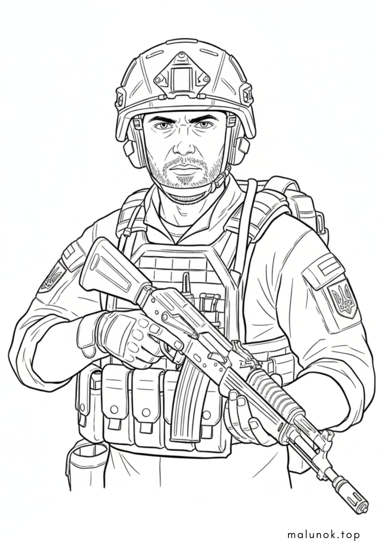 Раскраска Воїн ЗСУ для дітей