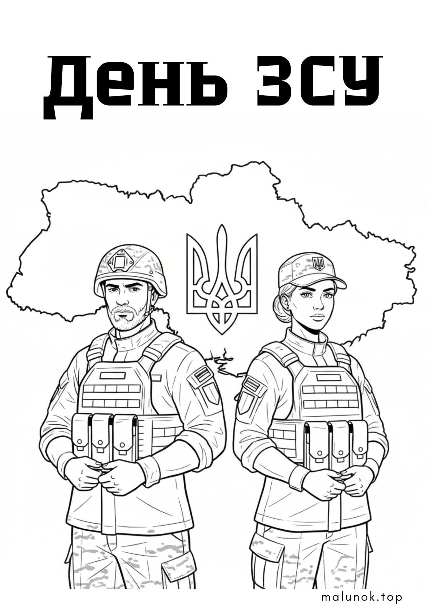 Раскраска Захисник і захисниця ЗСУ