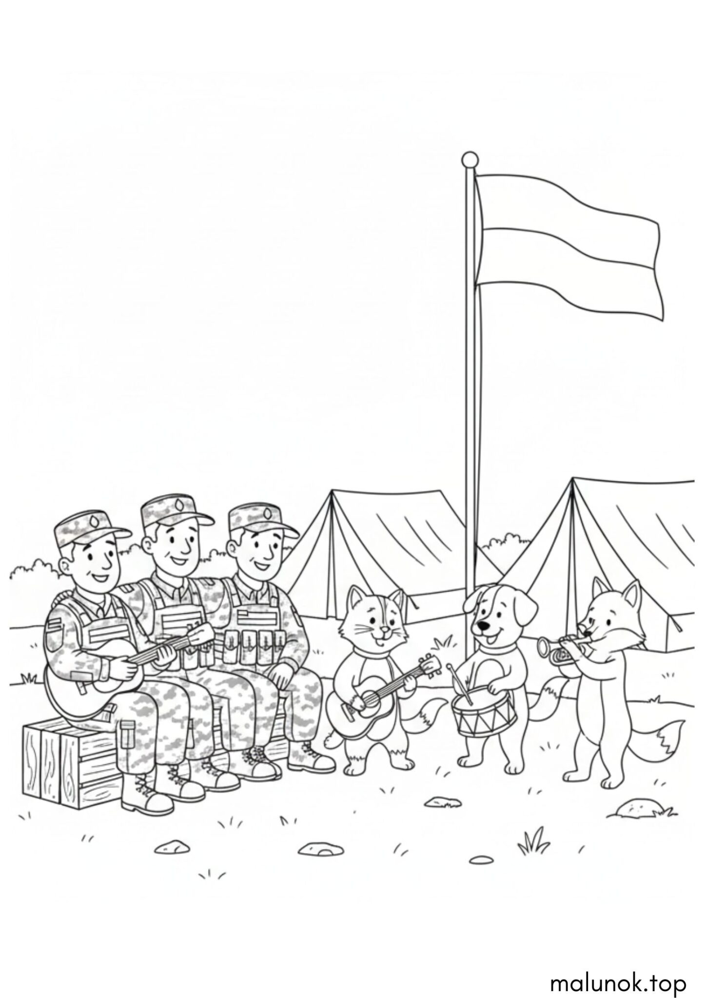 Раскраска До Дня ЗСУ — Музиканти для бійців