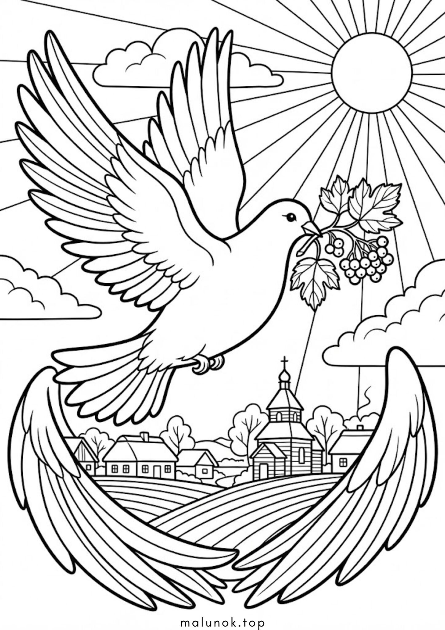 Раскраска До дня соборності – Голуб миру та свободи