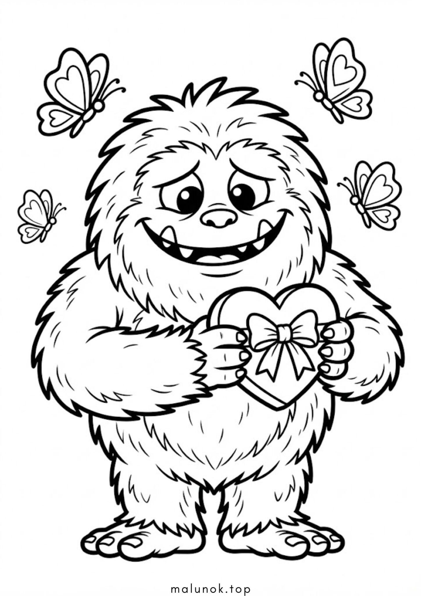 Раскраска До дня закоханих – Монстрик-милашка з валентинкою