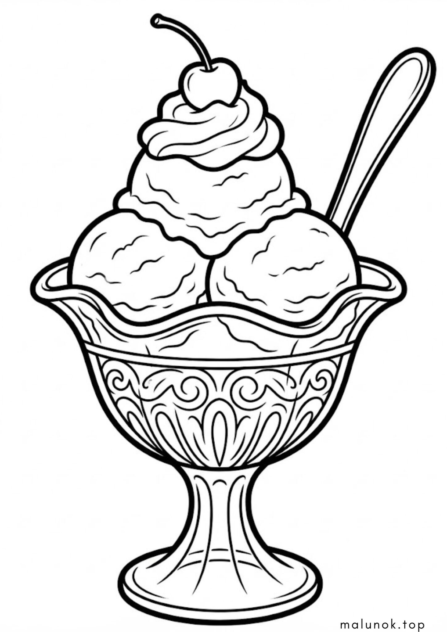 Раскраска Морозиво з вишенькою