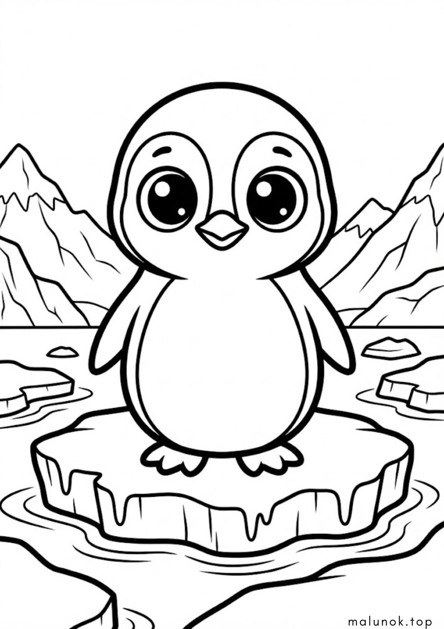 Раскраска Милий пінгвін на кризі