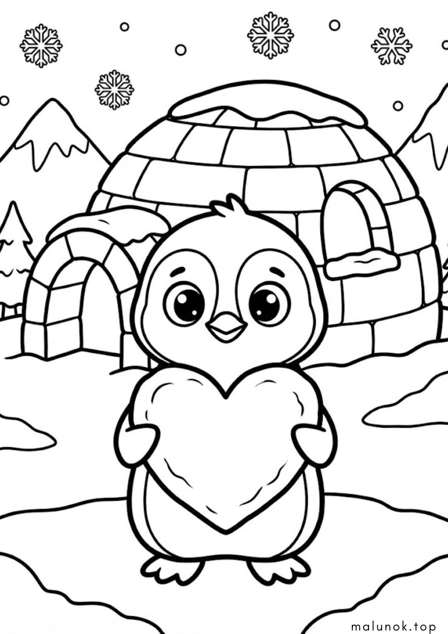 Раскраска Пінгвінчик з серденьком