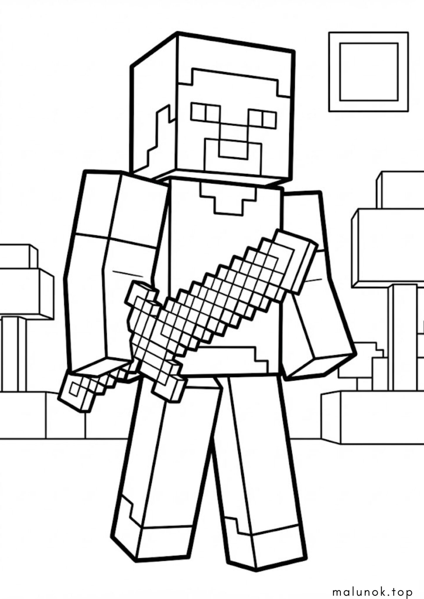 Раскраска Роблокс з мечем Майнкрафт
