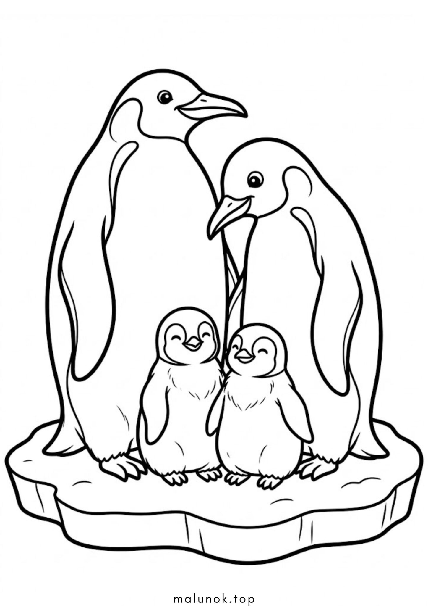 Раскраска Родина пінгвінів