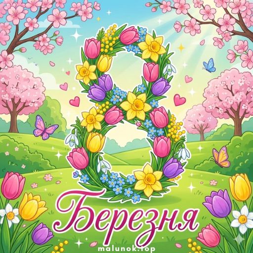 Розмальовки - 8 березня 🌷