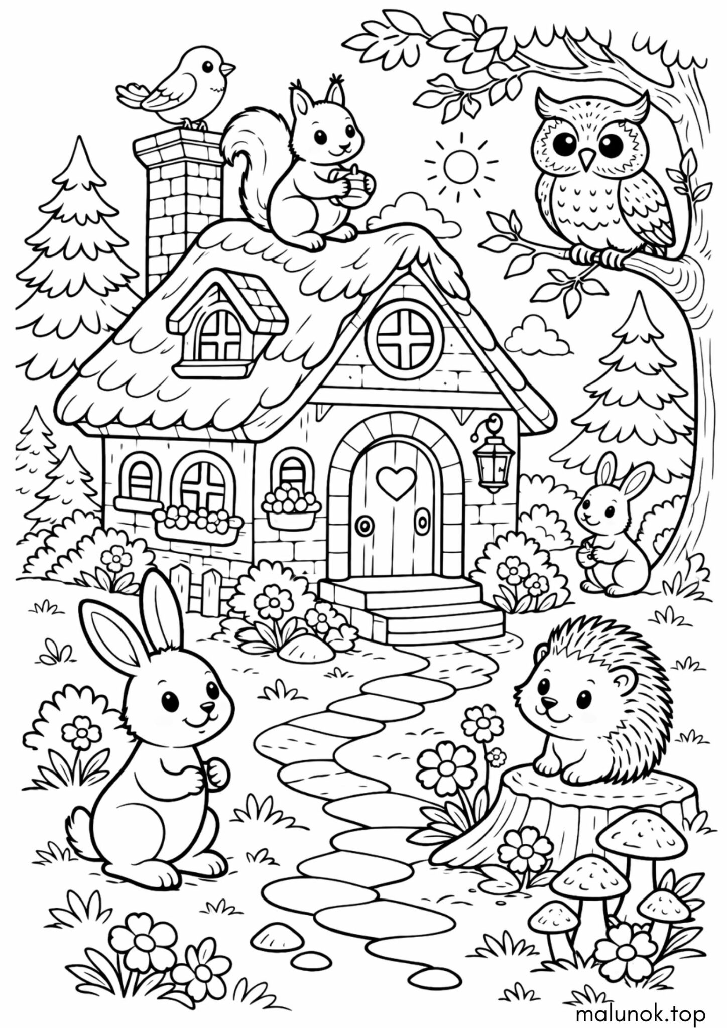 Раскраска Будиночок у лісі