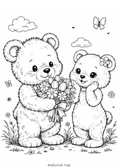 До 8 березня – ведмідь з букетом квітів