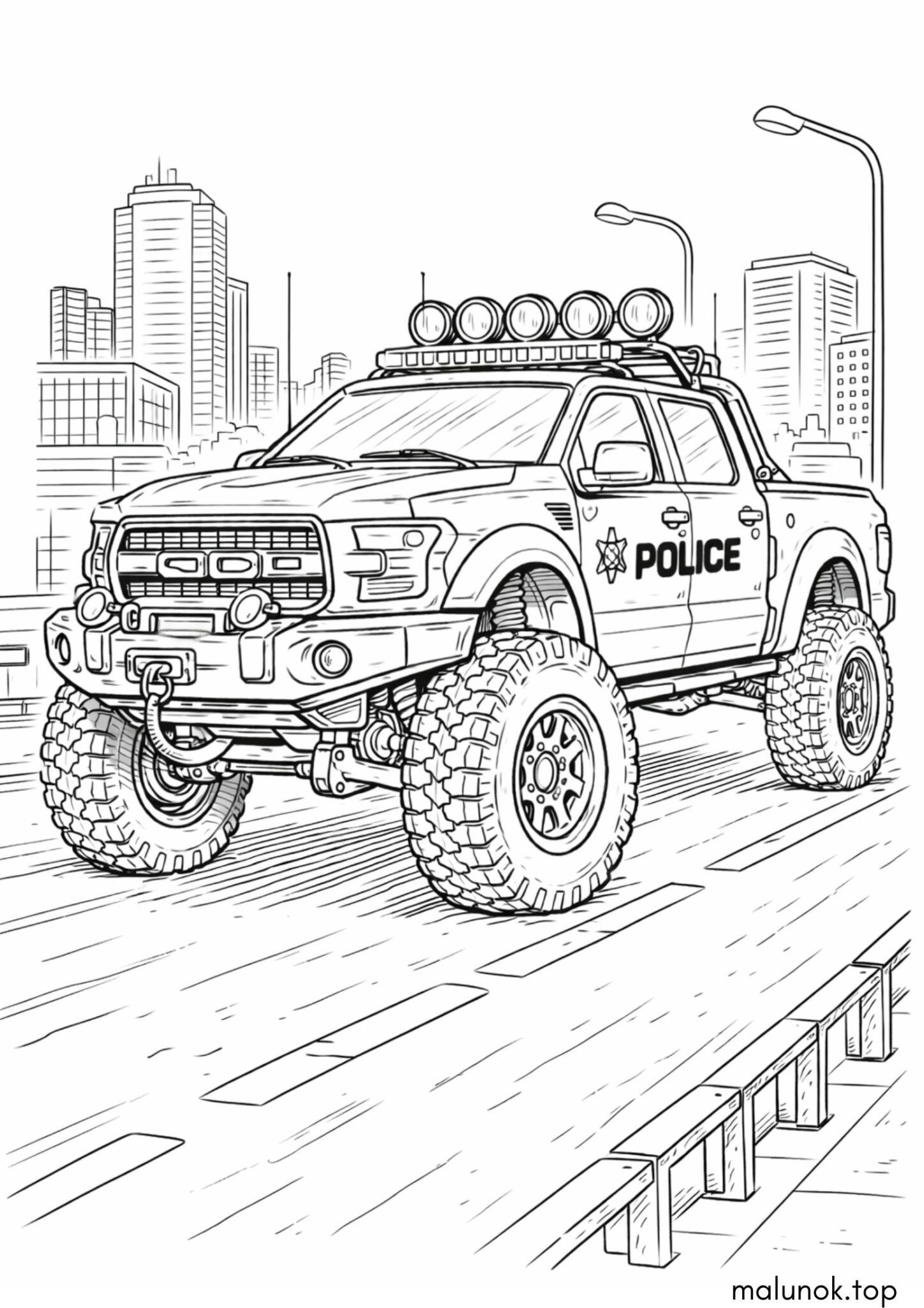 Раскраска Джип поліцейський пікап