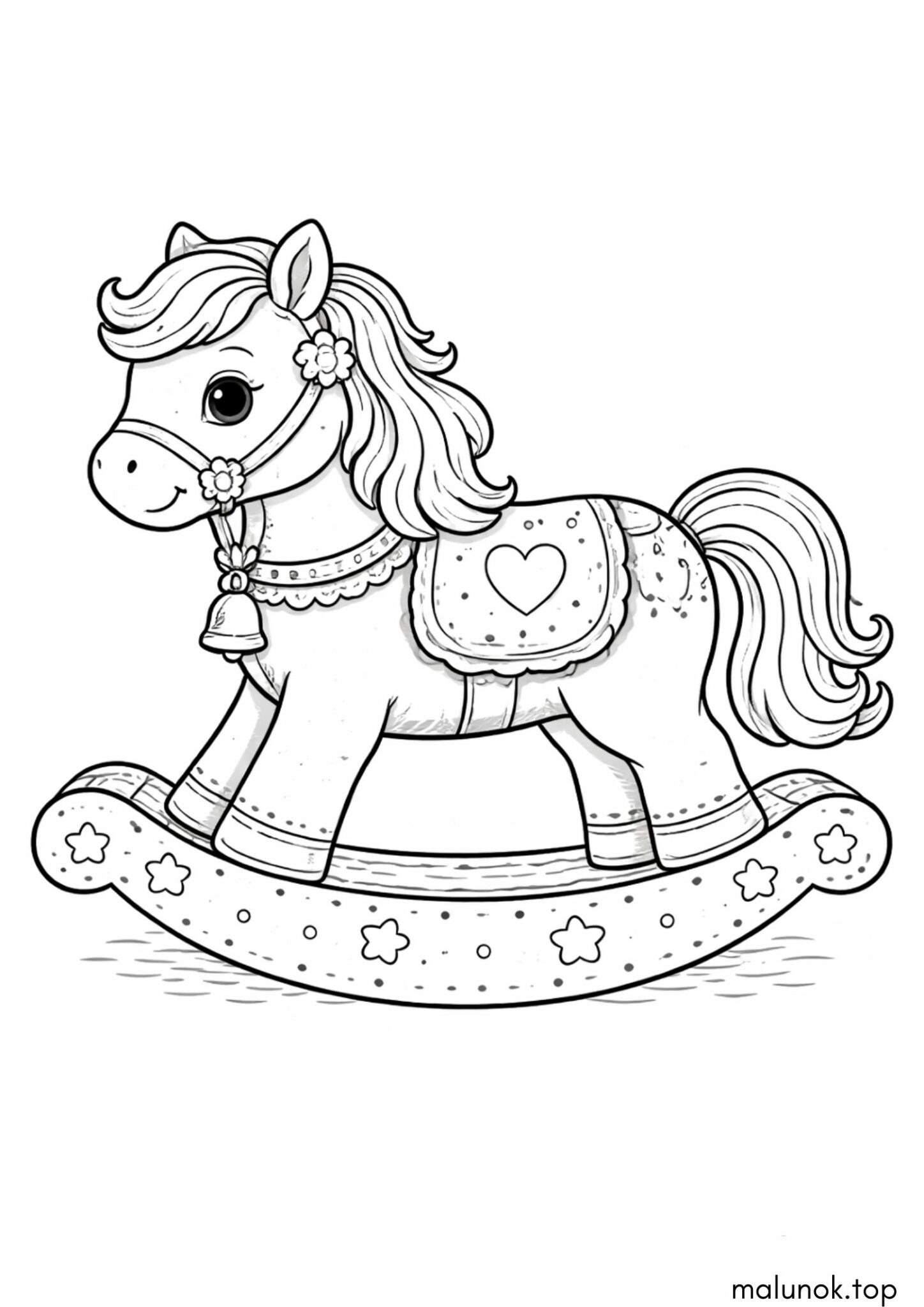 Раскраска Кінь гойдалка для малечі