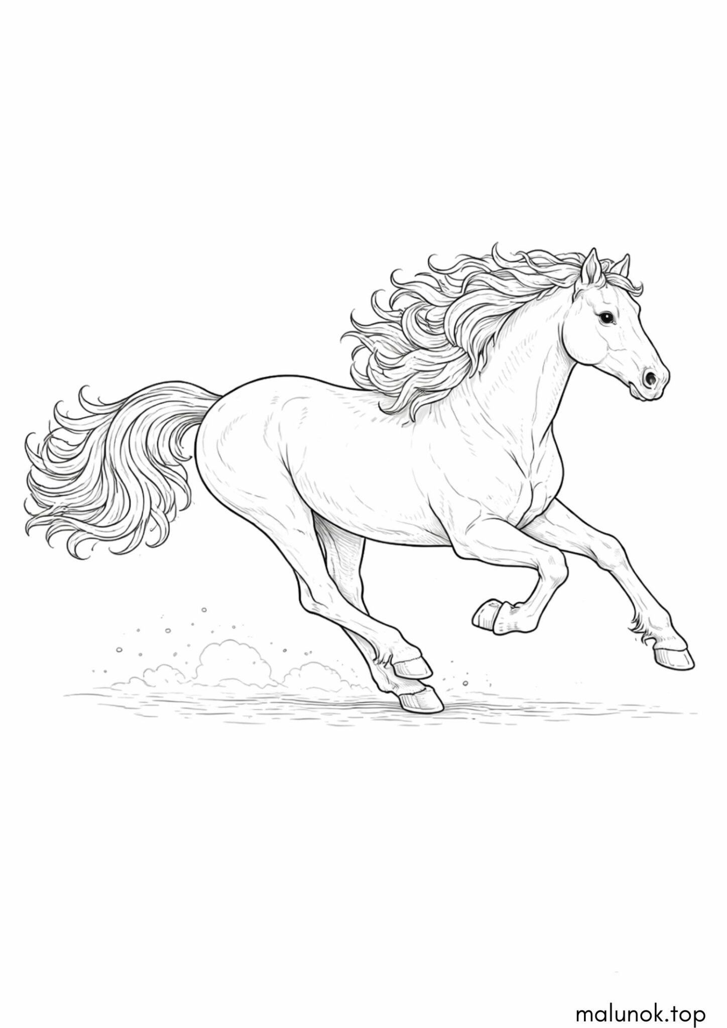 Раскраска Кінь, що біжить галопом