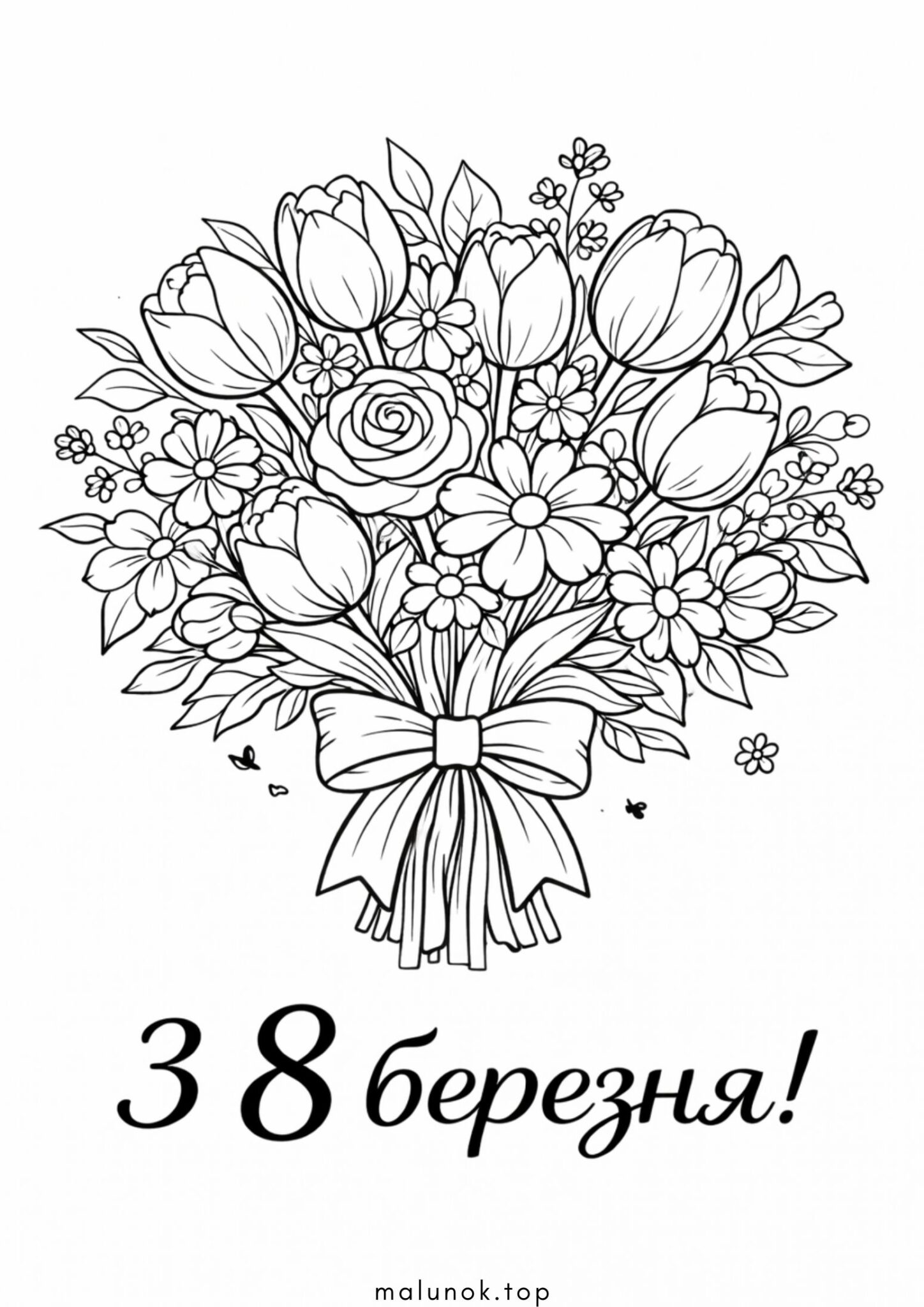 Раскраска Квіти до 8 березня