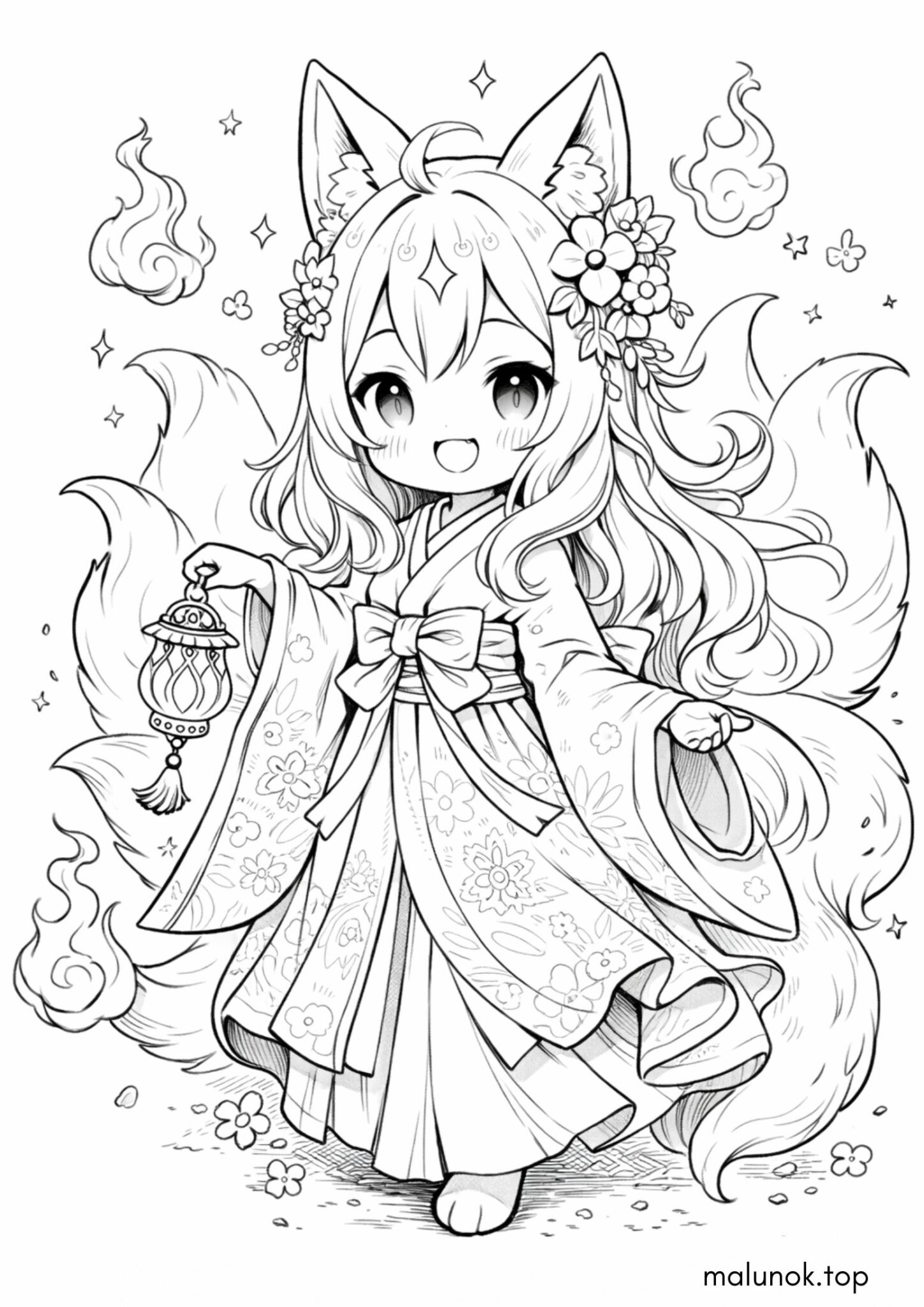 Розмальовка Лисиця Кіцуне