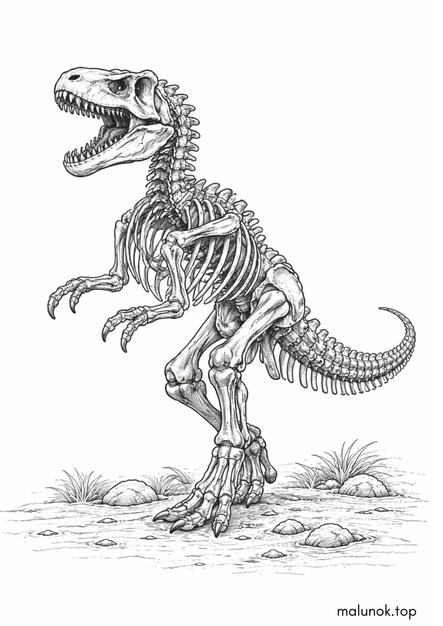 Раскраска Скелет динозавра Раскраска Скелет динозавра
