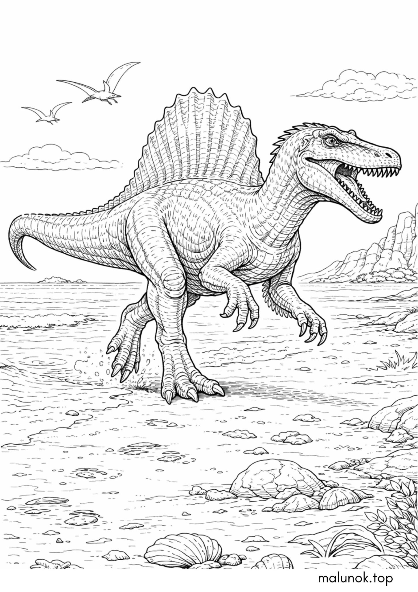 Раскраска Динозавр Спинозавр Раскраска Динозавр Спинозавр