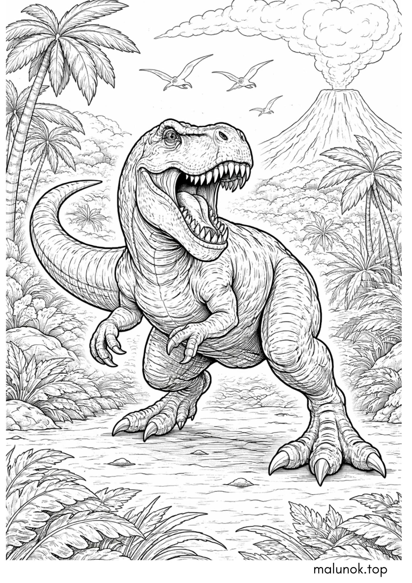 Раскраска Динозавр Ті-Рекс Раскраска Динозавр Ті-Рекс