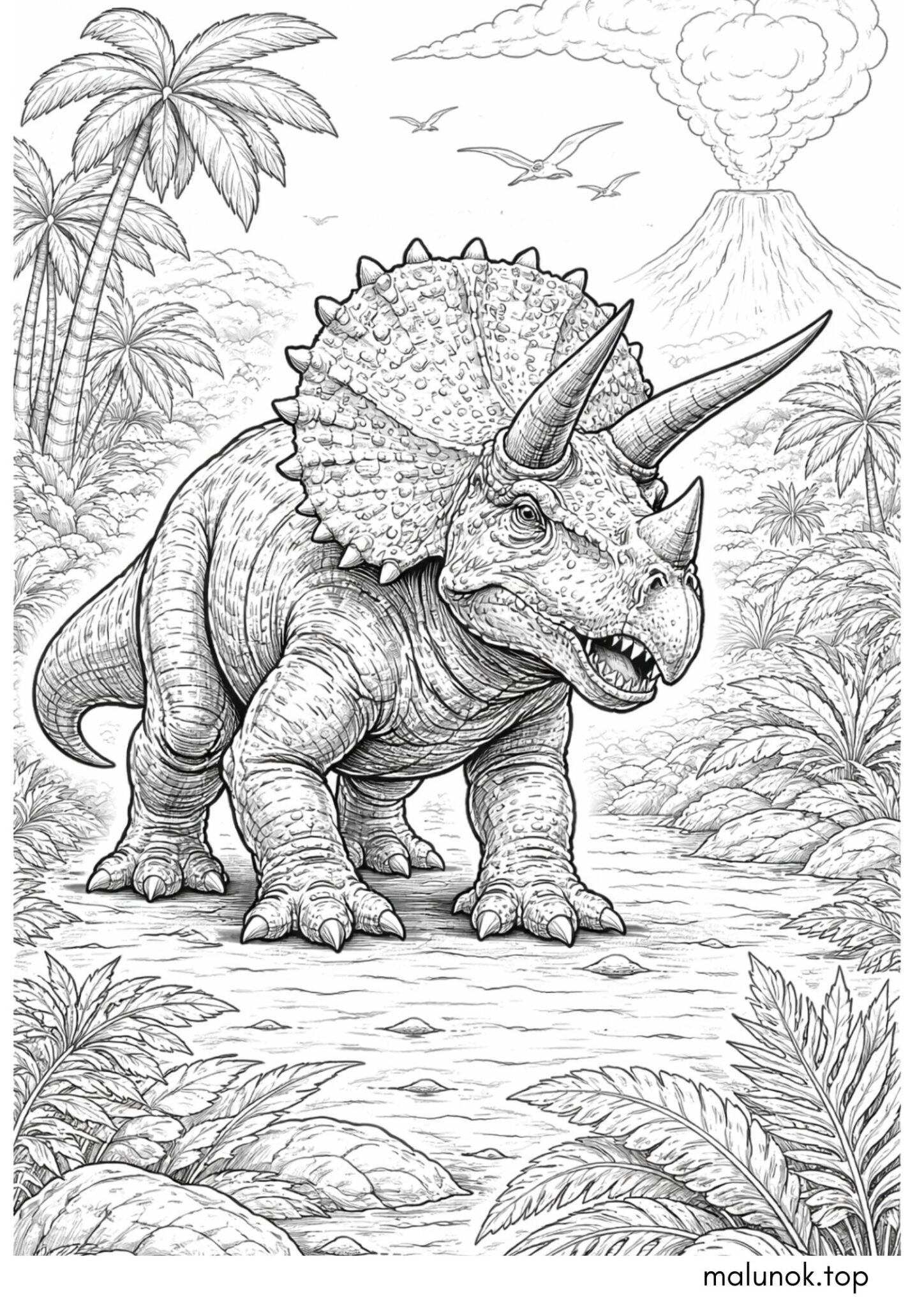 Раскраска Динозавр Трицератопс Раскраска Динозавр Трицератопс