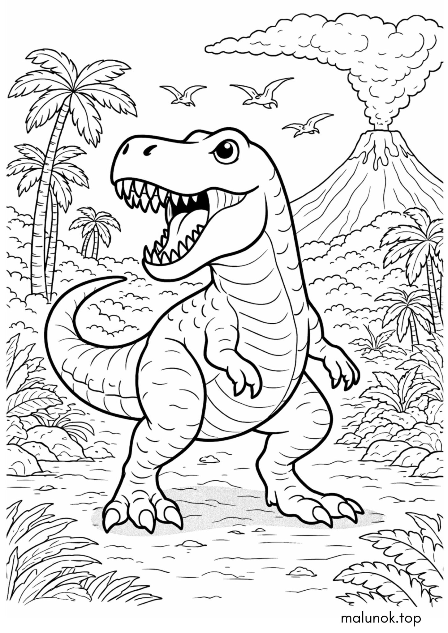 Раскраска Хижий Динозавр – Тиранозавр Рекс Раскраска Хижий Динозавр – Тиранозавр Рекс