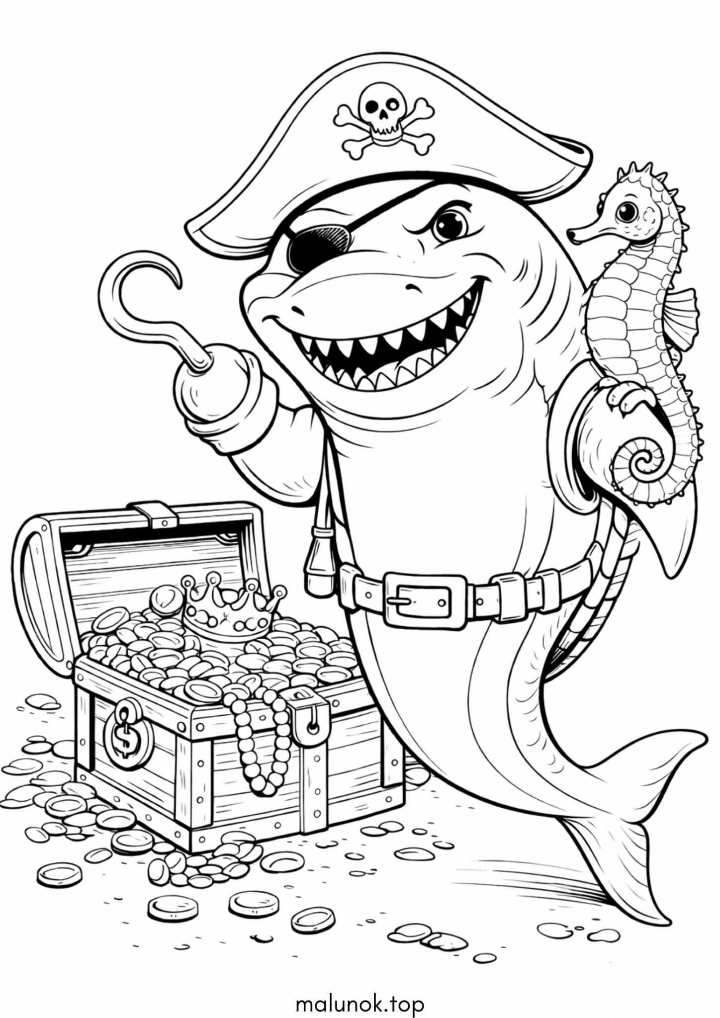 Розмальовка Акула-пірат Розмальовка Акула-пірат