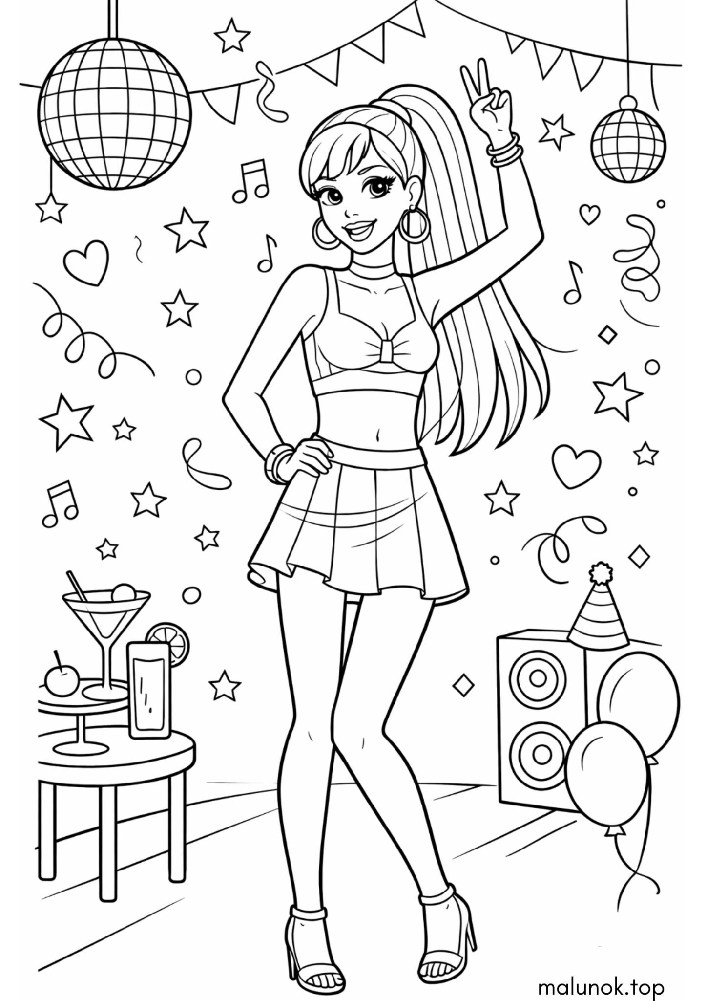 Раскраска Барбі на вечірці
