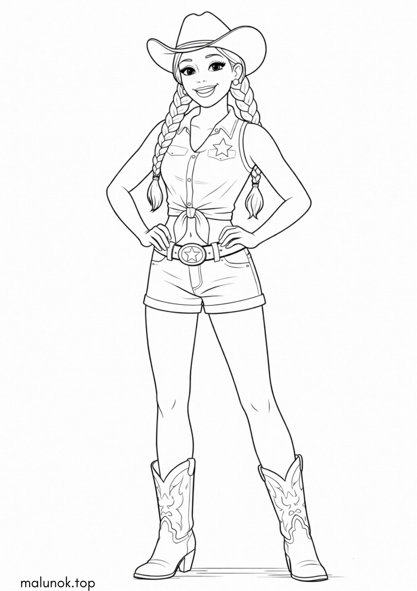 Раскраска Барбі у ковбойському капелюсі