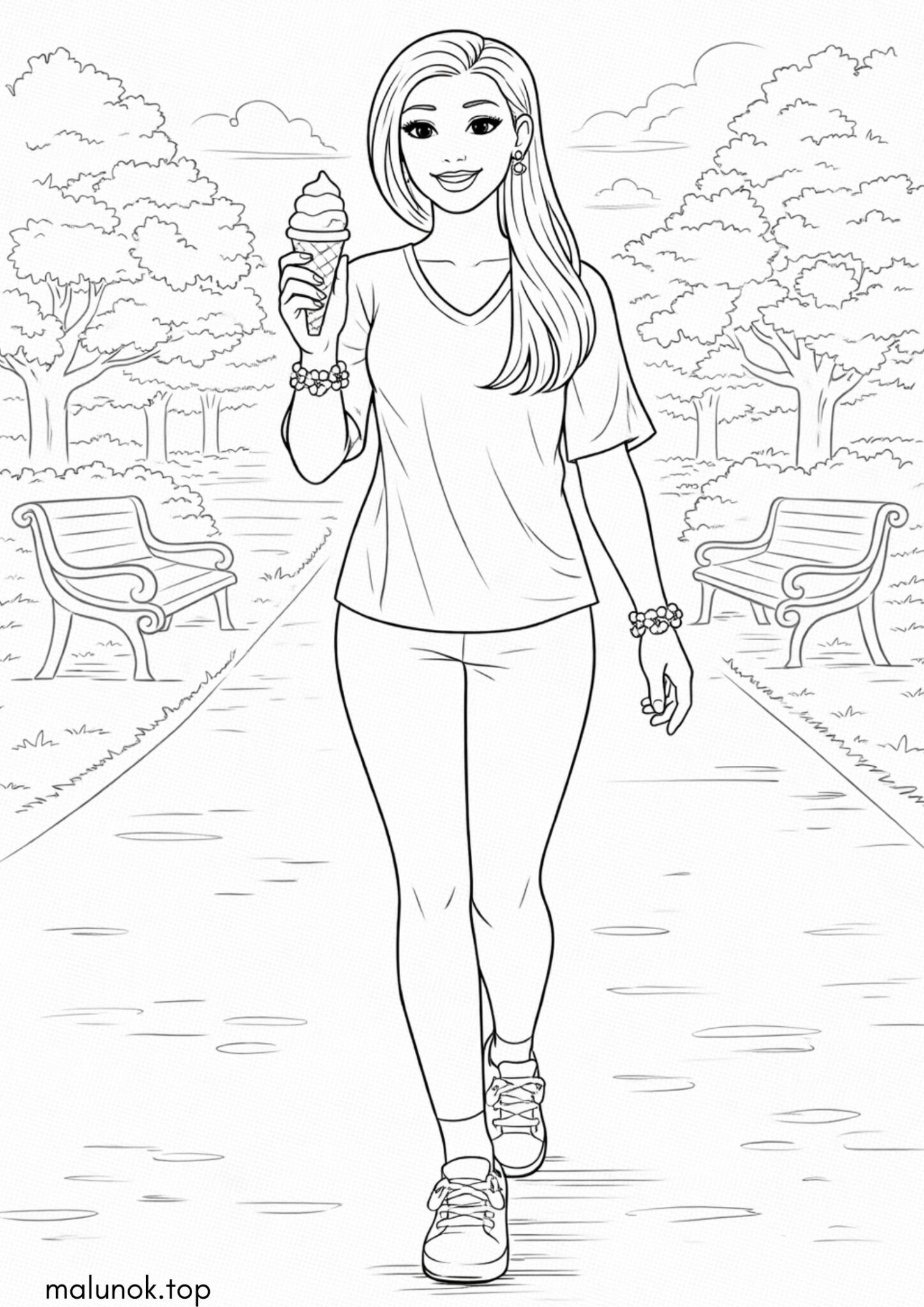 Раскраска Барбі у парку