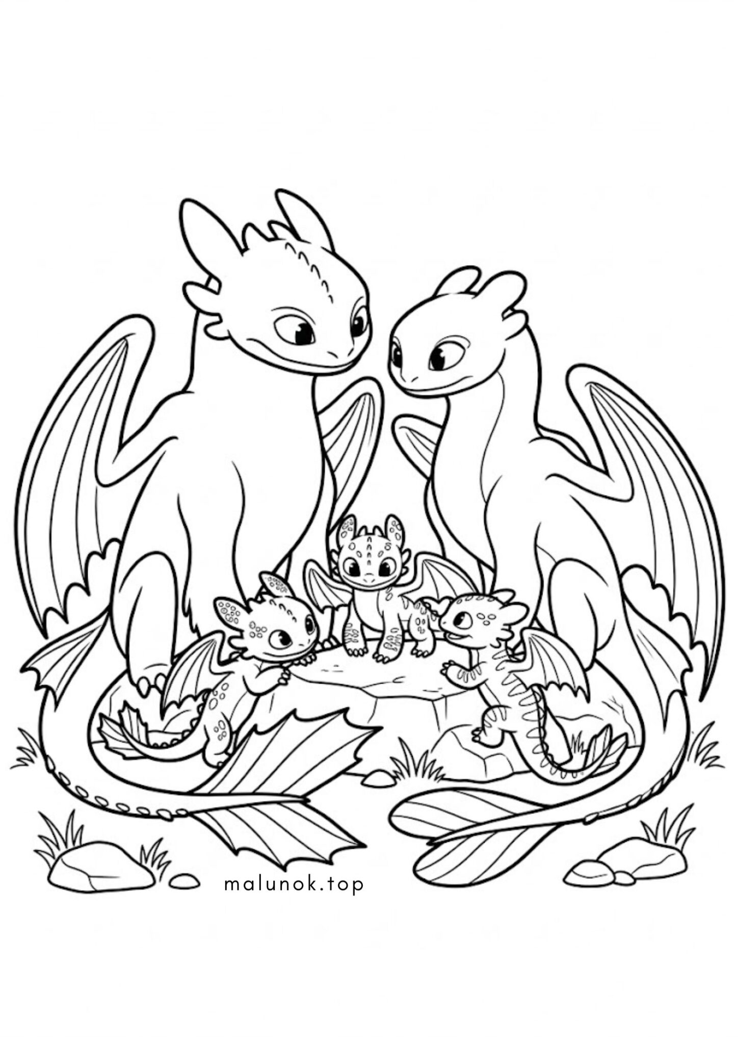 Раскраска Беззубик з родиною (Як приборкати дракона)