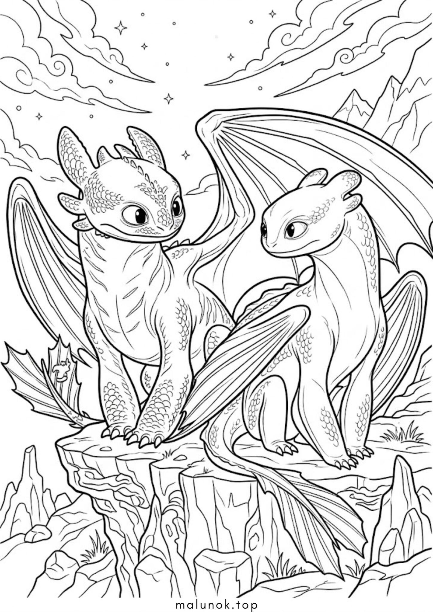 Раскраска Дракон Беззубик та Денна Лють (Як приборкати дракона)