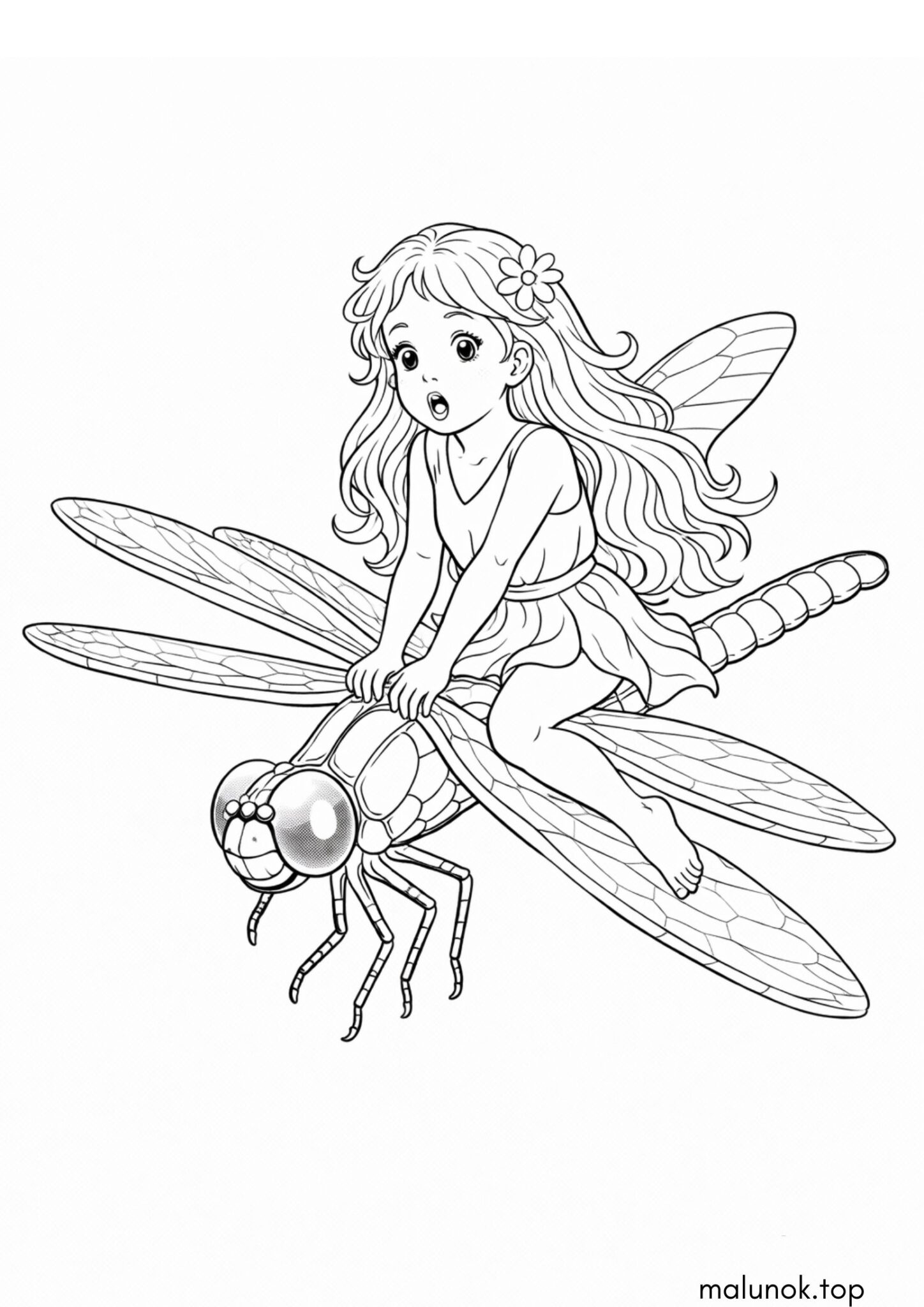 Раскраска Фея на бабці