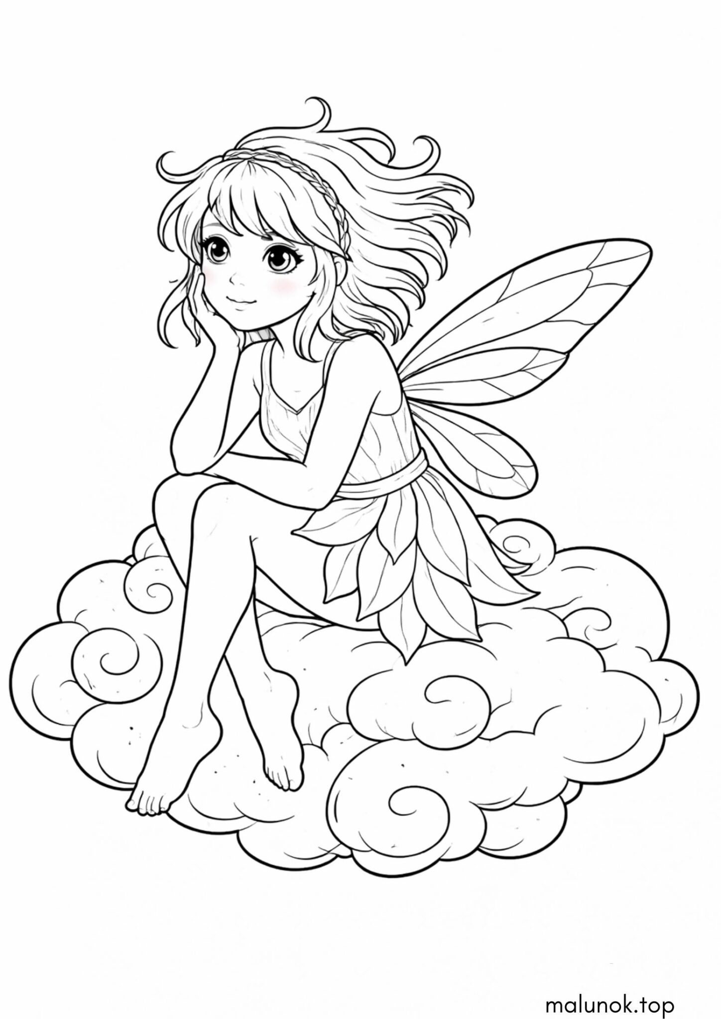 Раскраска Фея на хмаринці
