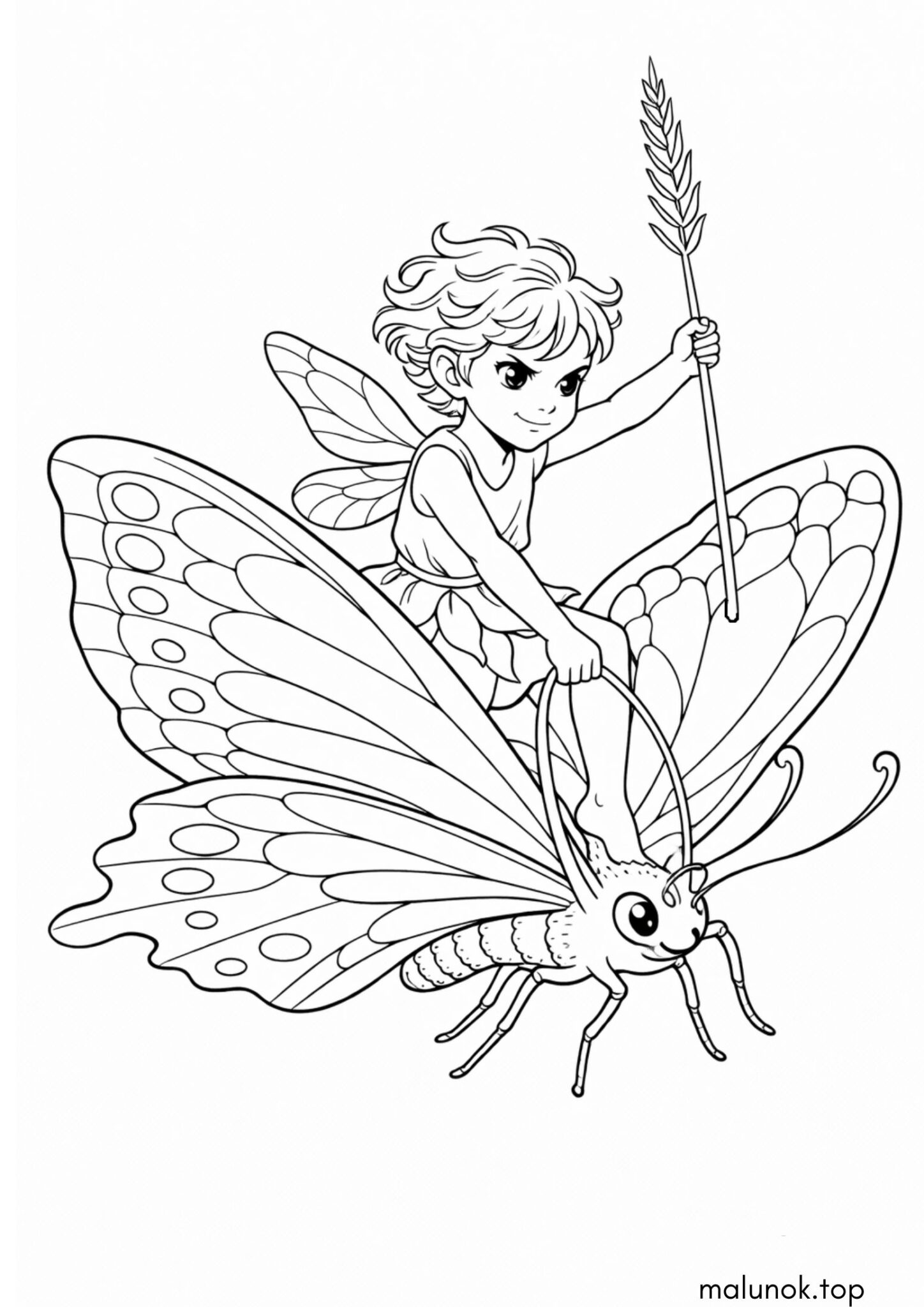 Раскраска Фея на метелику