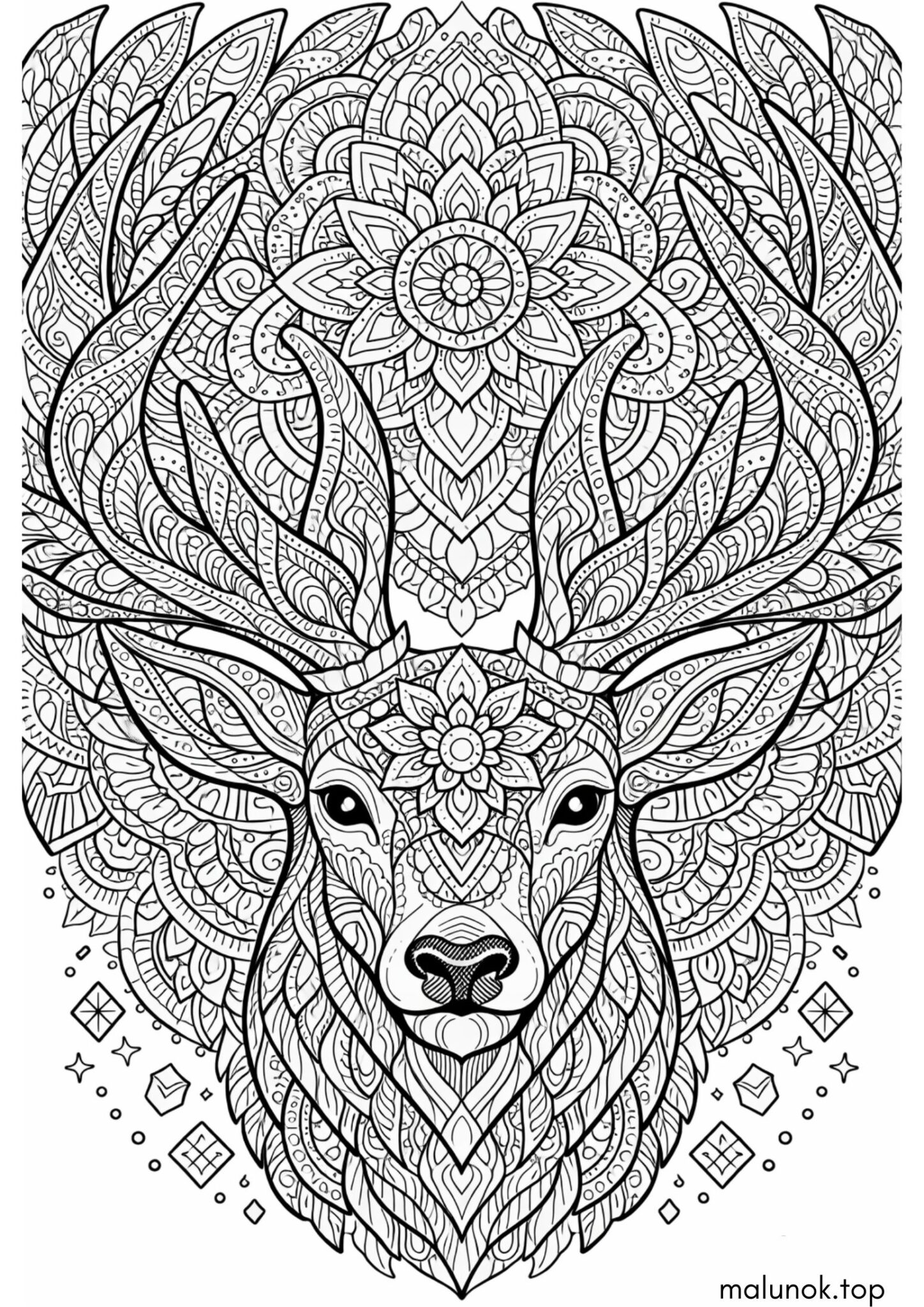 Раскраска Голова оленя антистрес