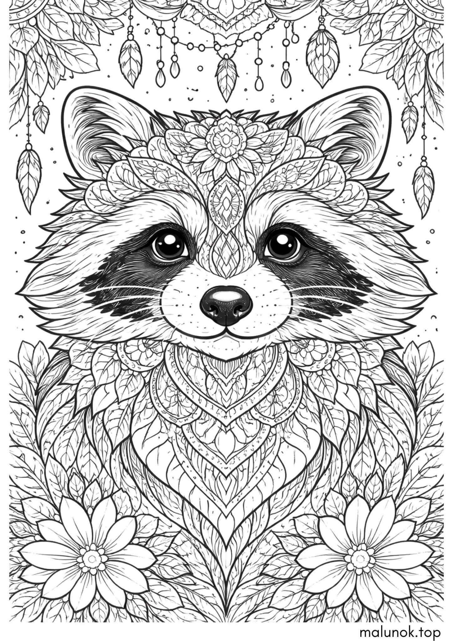 Раскраска Голова єнота антистрес