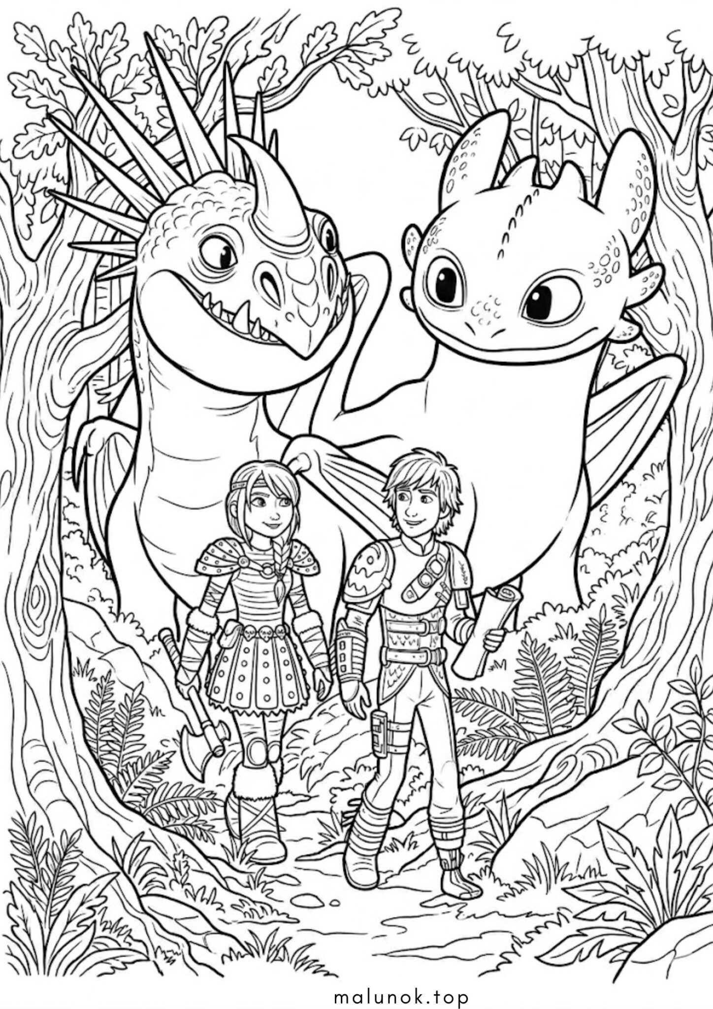 Раскраска Гикавка, Астрід та дракони (Як приборкати дракона)