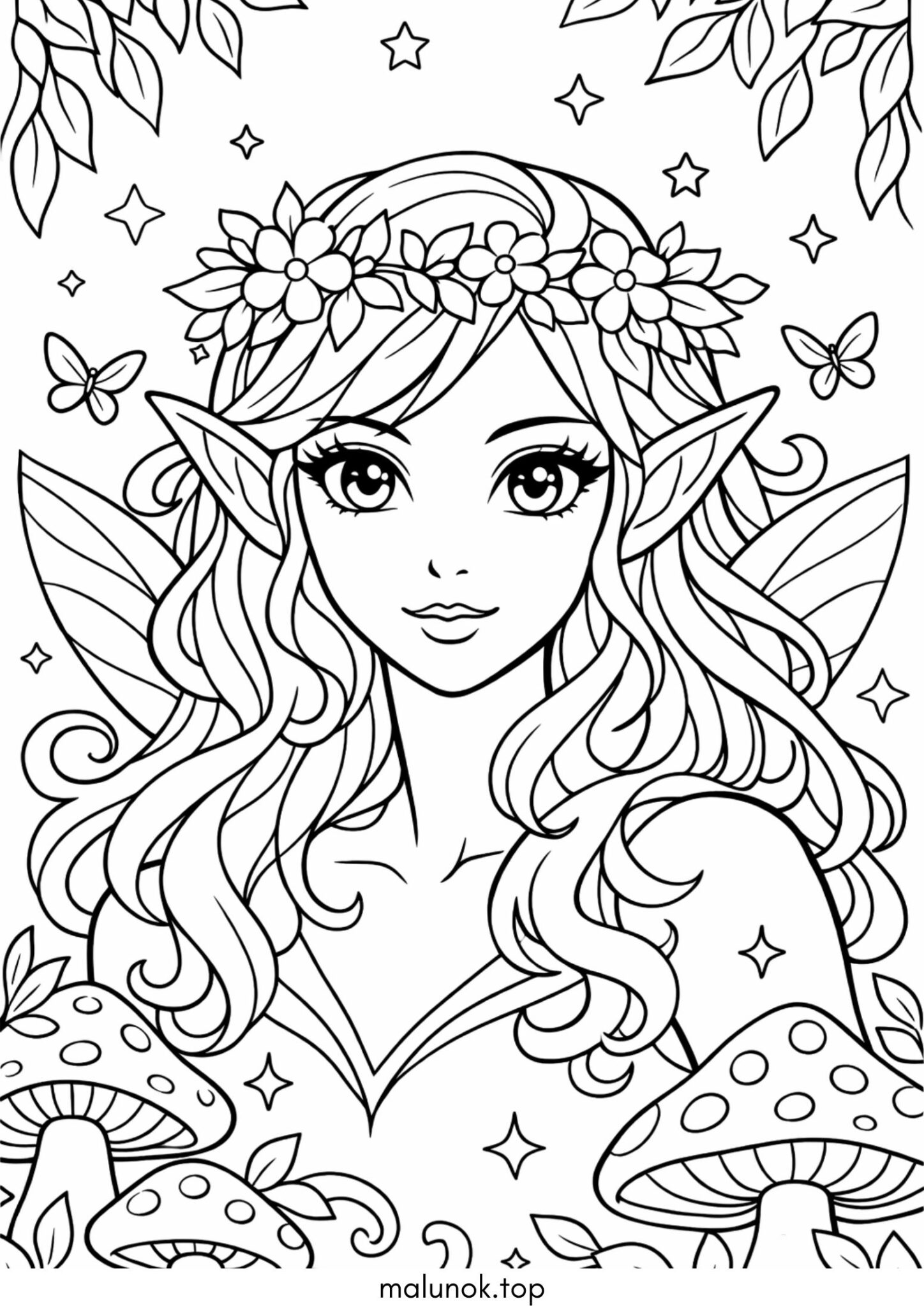 Раскраска Красива фея