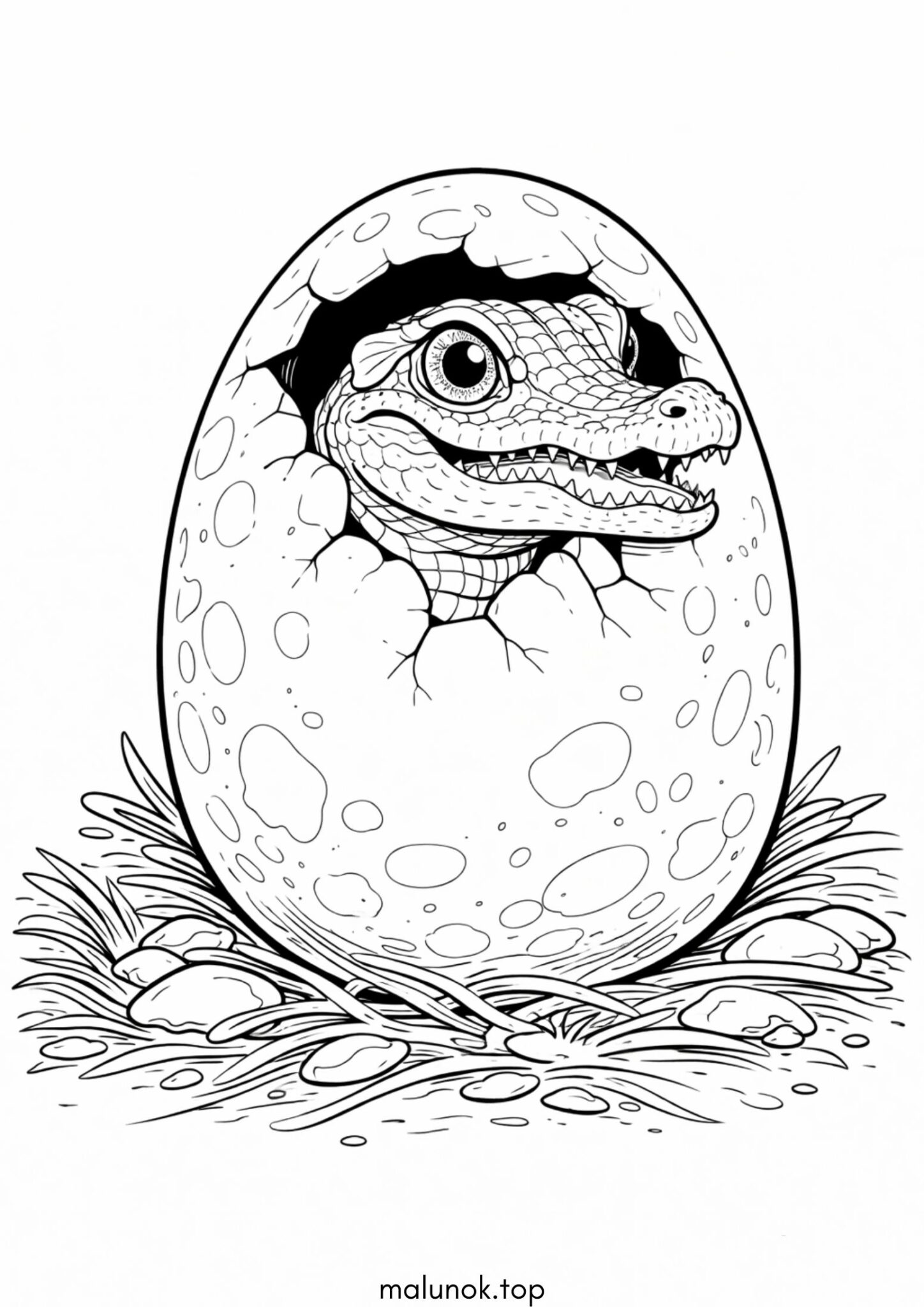 Розмальовка Крокодил, що вилуплюється з яйця