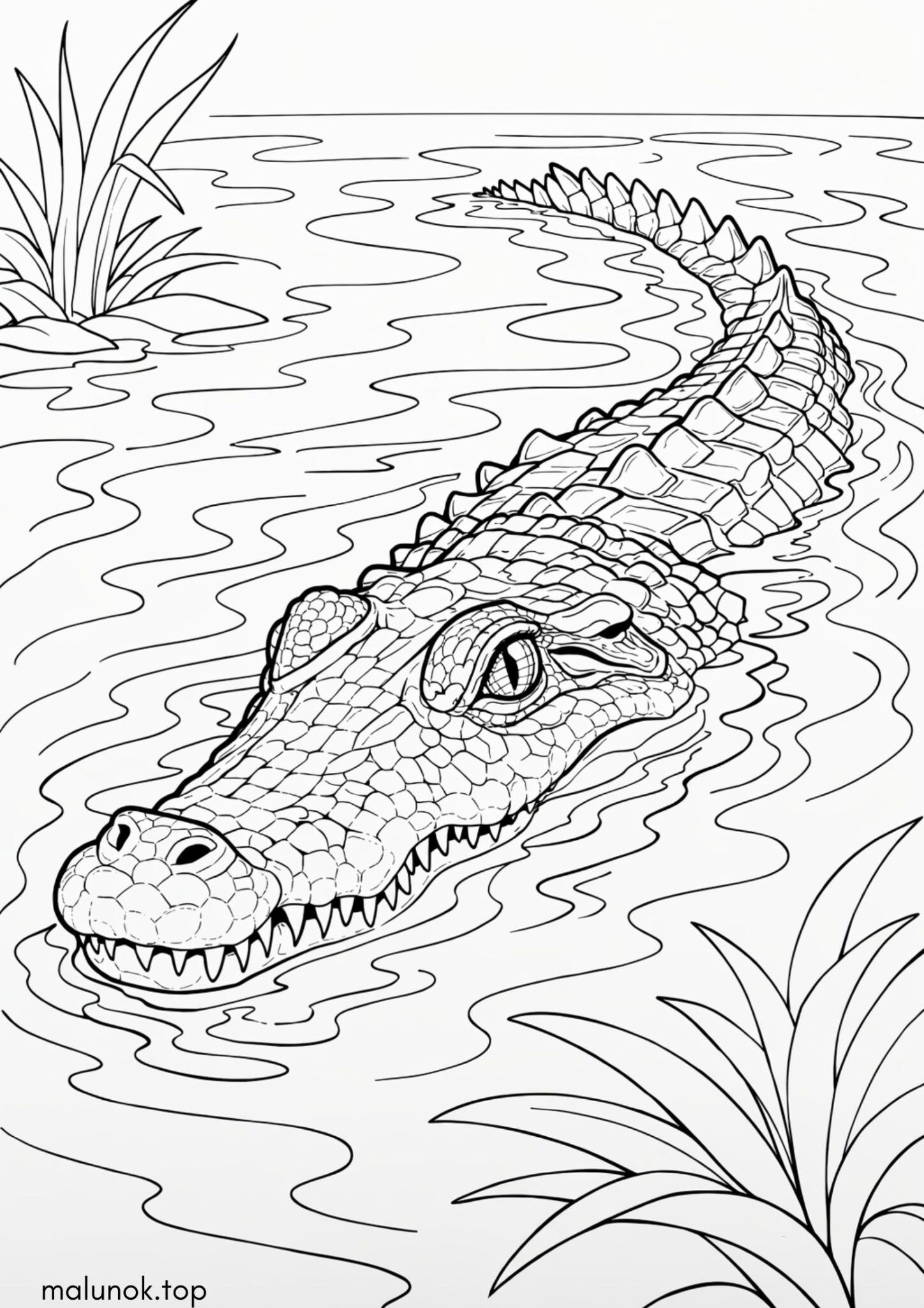 Розмальовка Крокодил у воді