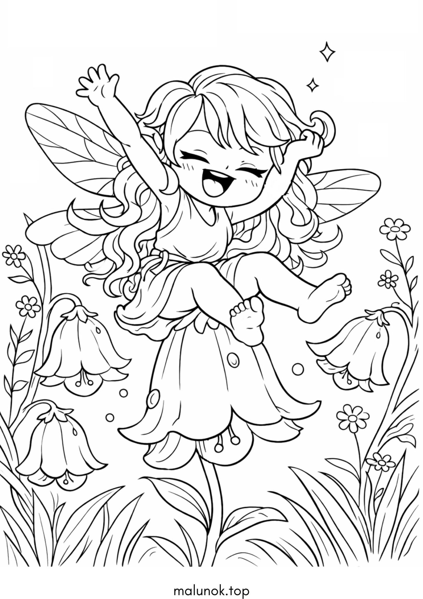 Раскраска Мила фея на квіточці