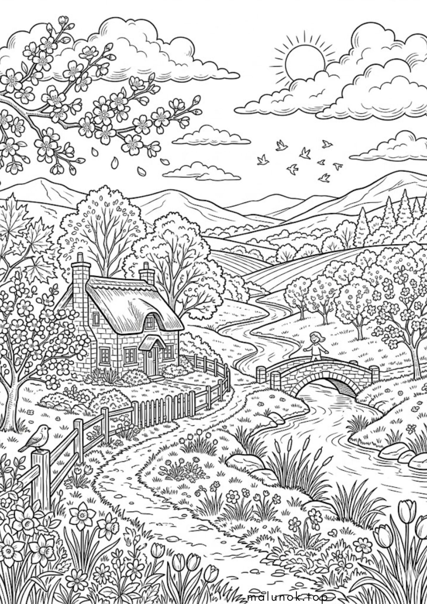 Раскраска Пейзаж весни
